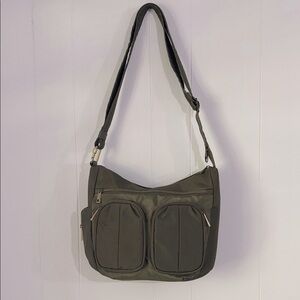 Travelon anti-theft signature twin pocket hobo crossbody bag purse shoulder bag